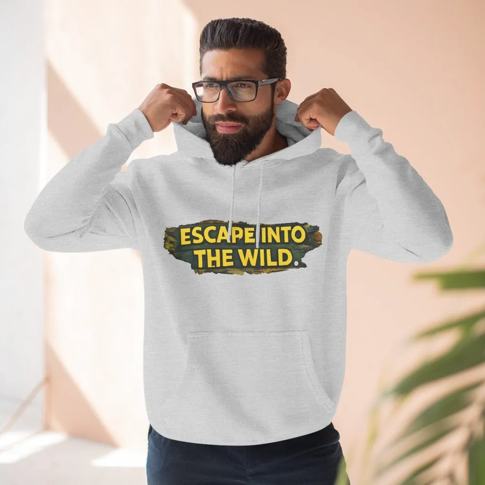 Three-Panel Fleece Hoodie - "Escape Into The Wild" Design Cubic-Line