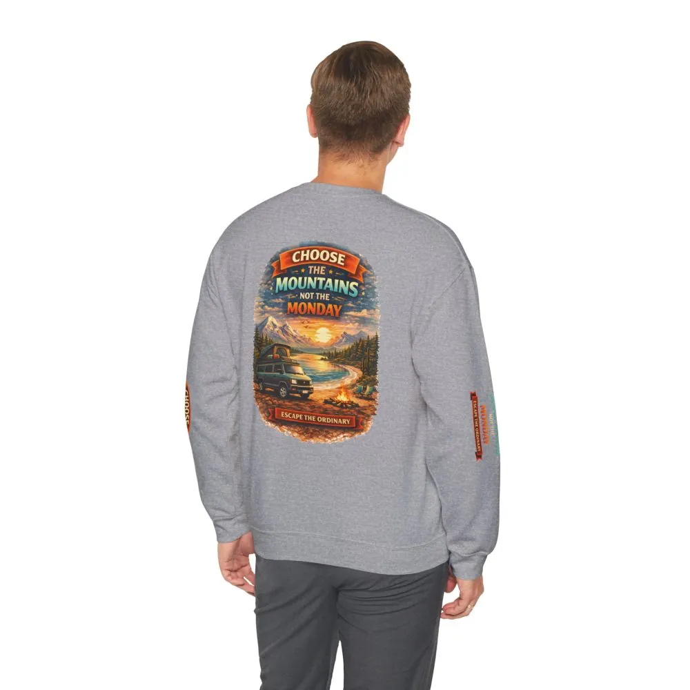 Unisex Heavy Blend™ Crewneck Sweatshirt — "Choose The Mountens" Design Scenic-Line