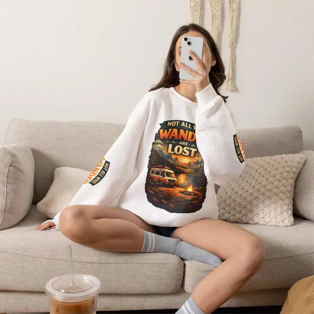 658948197536306242_2048.jpeg Unisex Heavy Blend™ Crewneck Sweatshirt — "Not All Who Wander Are Lost" Design Scenic-Line