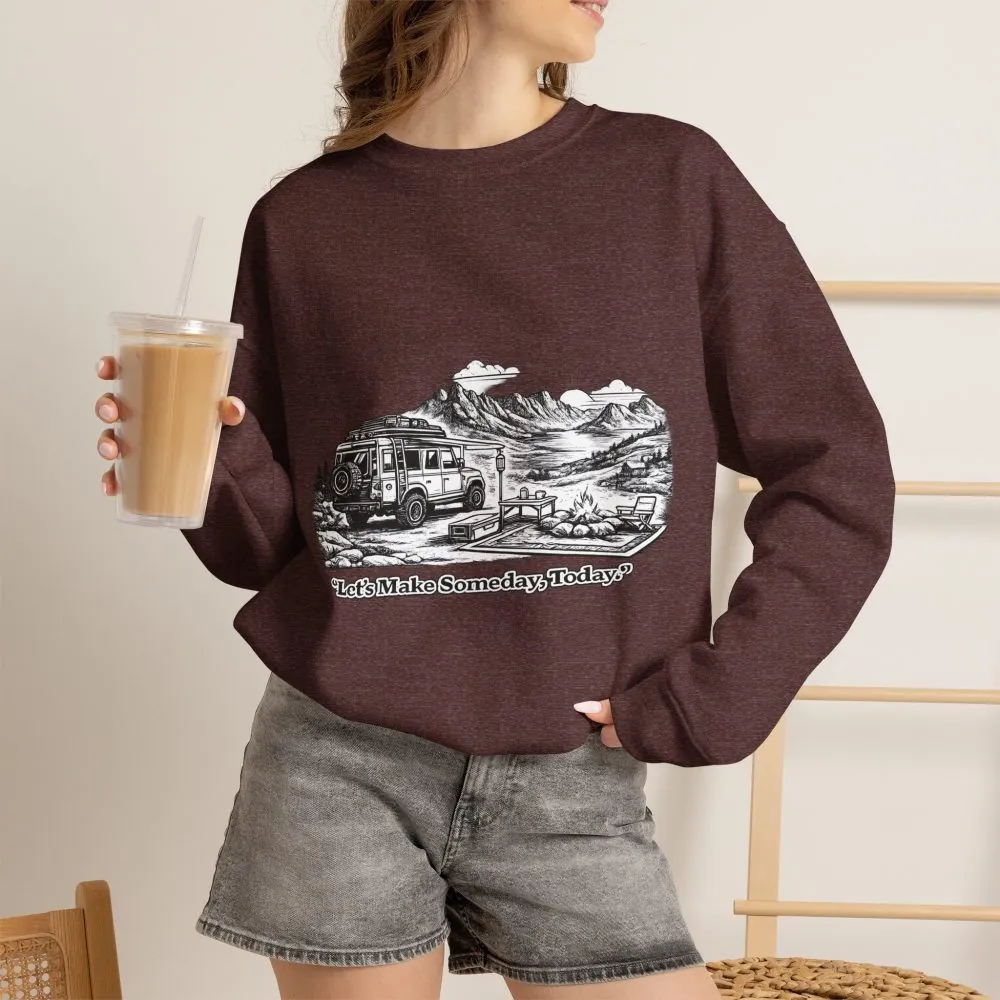 6590558919941920059_2048.jpeg Unisex Heavy Blend™ Crewneck Sweatshirt — "Lets make Someday, Today?" Design Minimal-Line