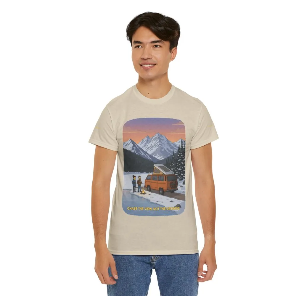 Unisex Heavy Cotton Tee — "Chase The Views-Not The Crowds" Design Sitcom-Line
