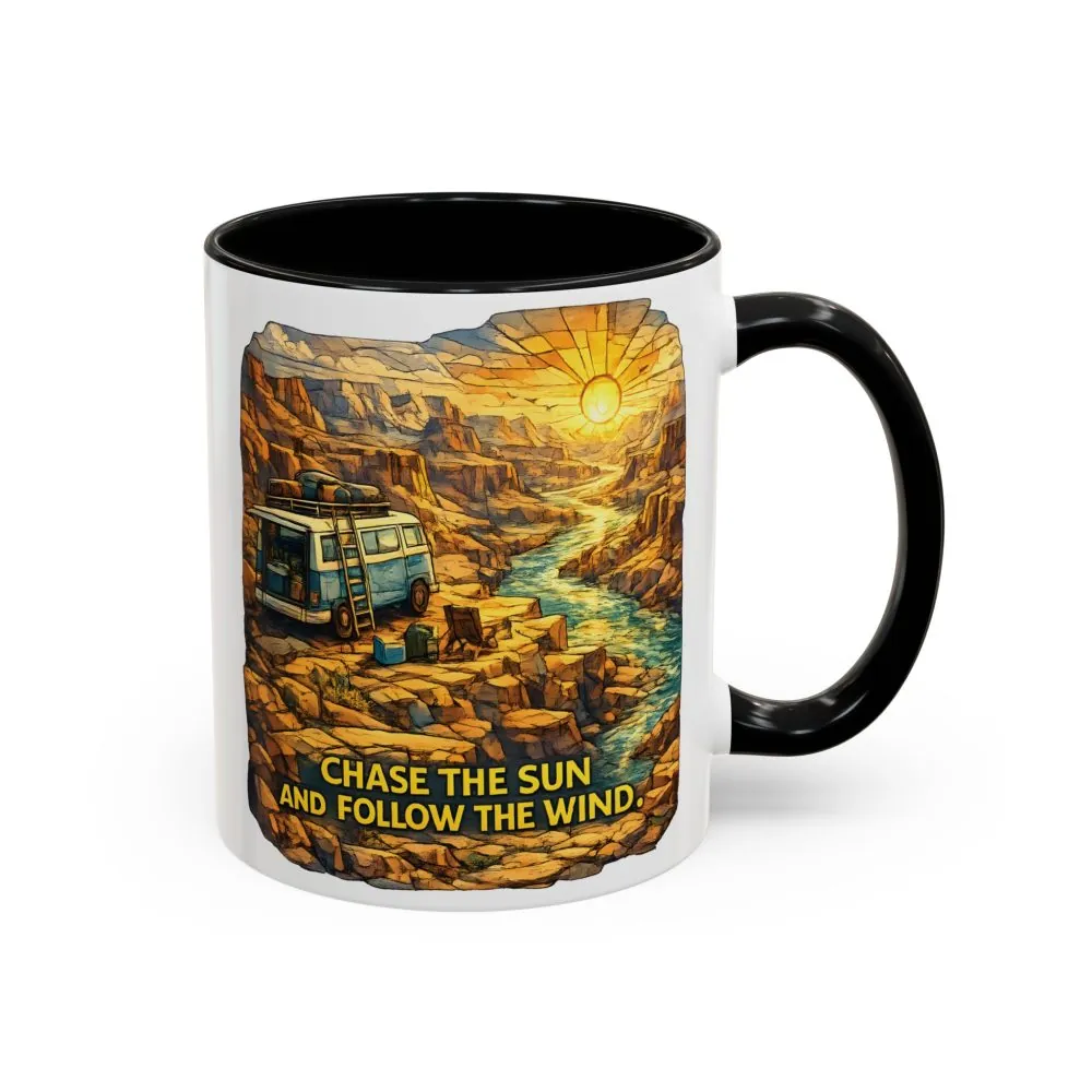 6605721104253750016_2048.jpeg Accent Coffee Mug (11, 15oz) — "Chase The Sun And Follow The Wind" Design Cubic-Line