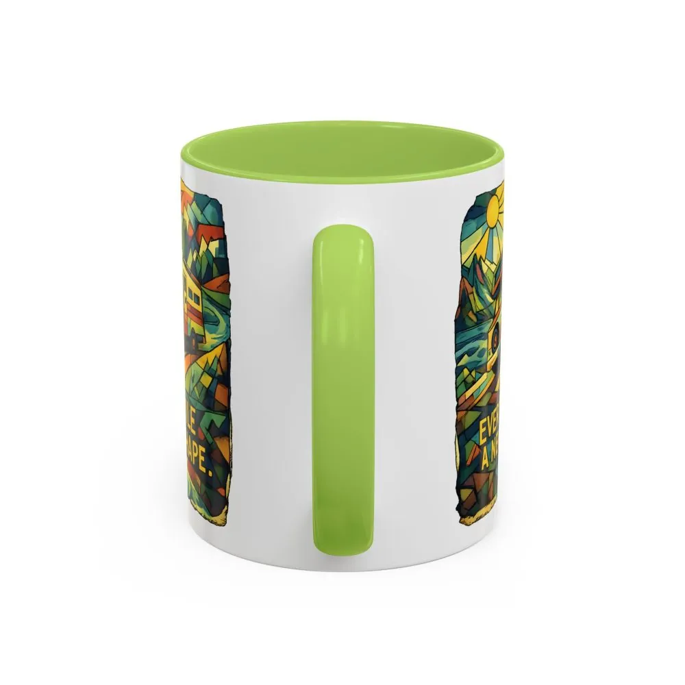 Accent Coffee Mug (11, 15oz) — "Every Mile A New Shape" Design Cubic-Line