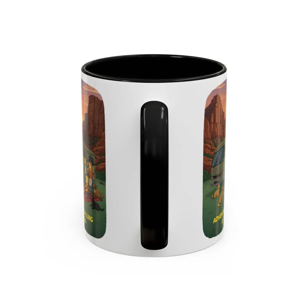 Accent Coffee Mug (11, 15oz) — "Adventure Is Calling-I Must Go" Design Sitcom-Line