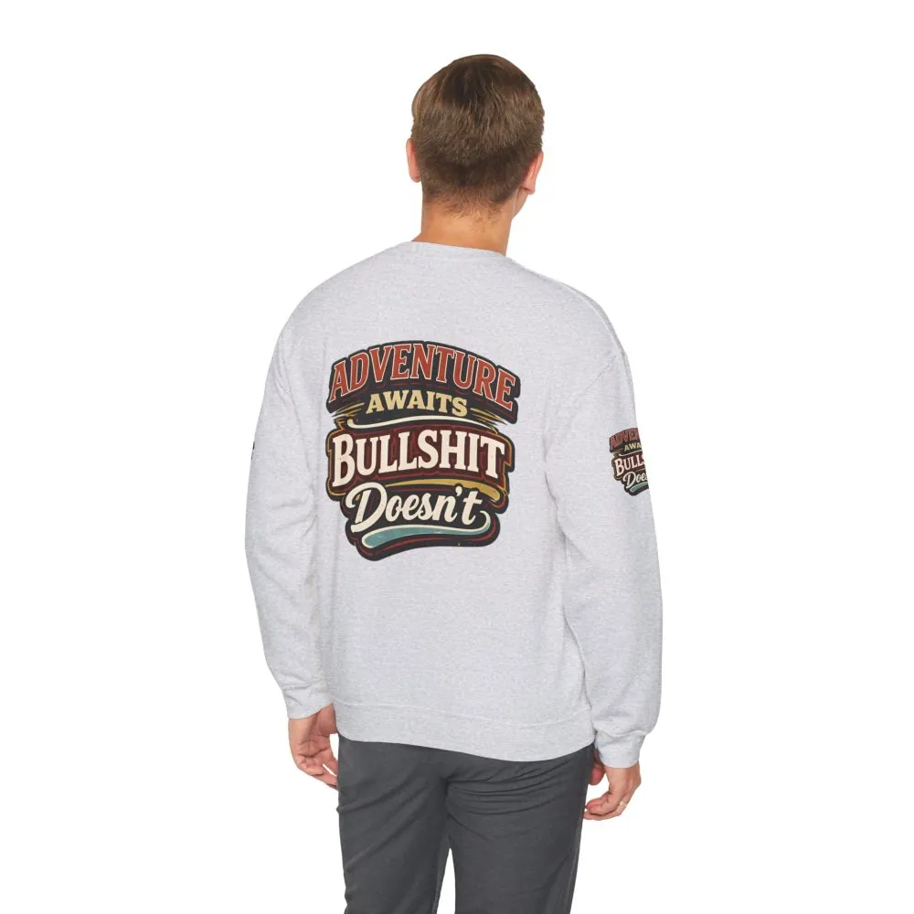 Unisex Heavy Blend™ Crewneck Sweatshirt — "Adventure Awaits" Design F**K-Line