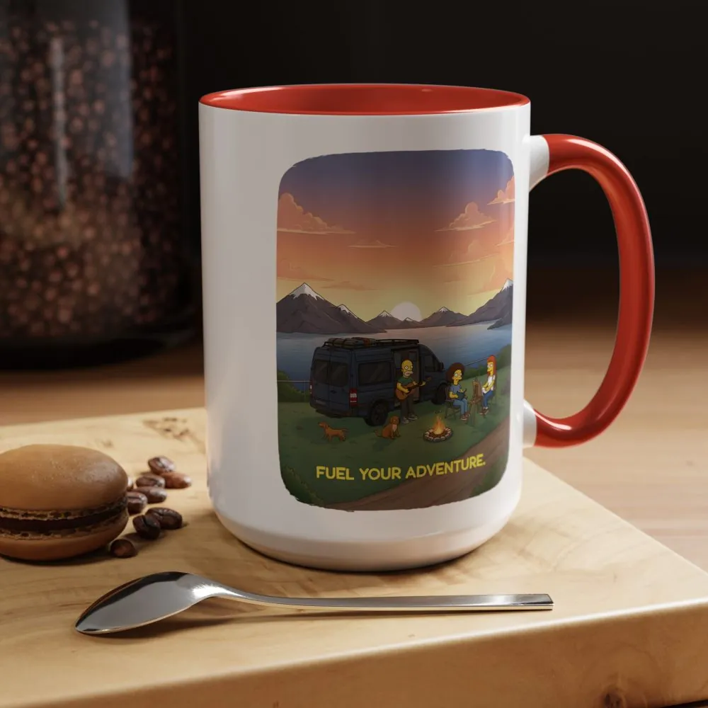 Accent Coffee Mug (11, 15oz) — "Fuel Your Adventure" Design Sitcom-Line