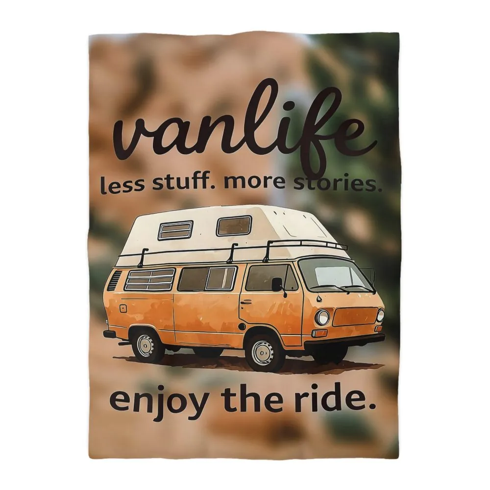 Duvet Cover – “Vanlife - Less Stuff. More Stories. Enjoy the Ride.” Camper Van Bedding