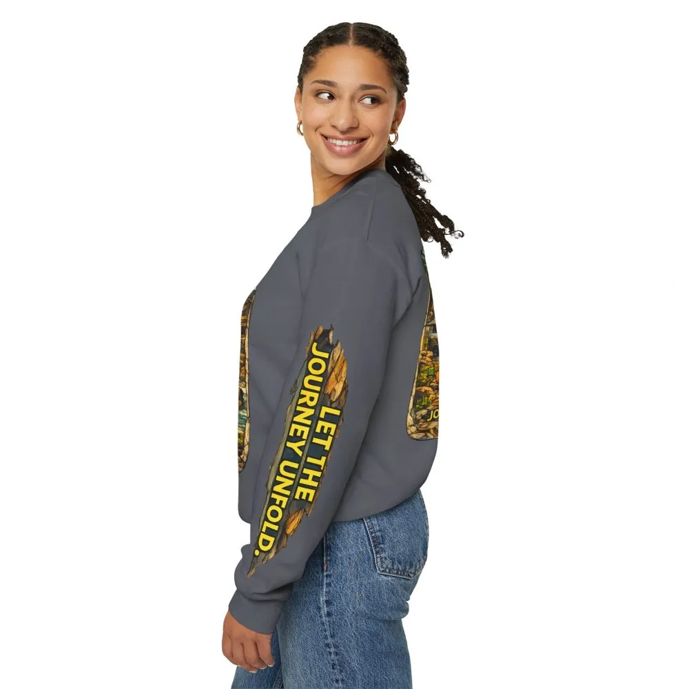 6656673958628213090_2048.jpeg Unisex Heavy Blend™ Crewneck Sweatshirt — "Let The Journey Unfold" Design Cubic-Line