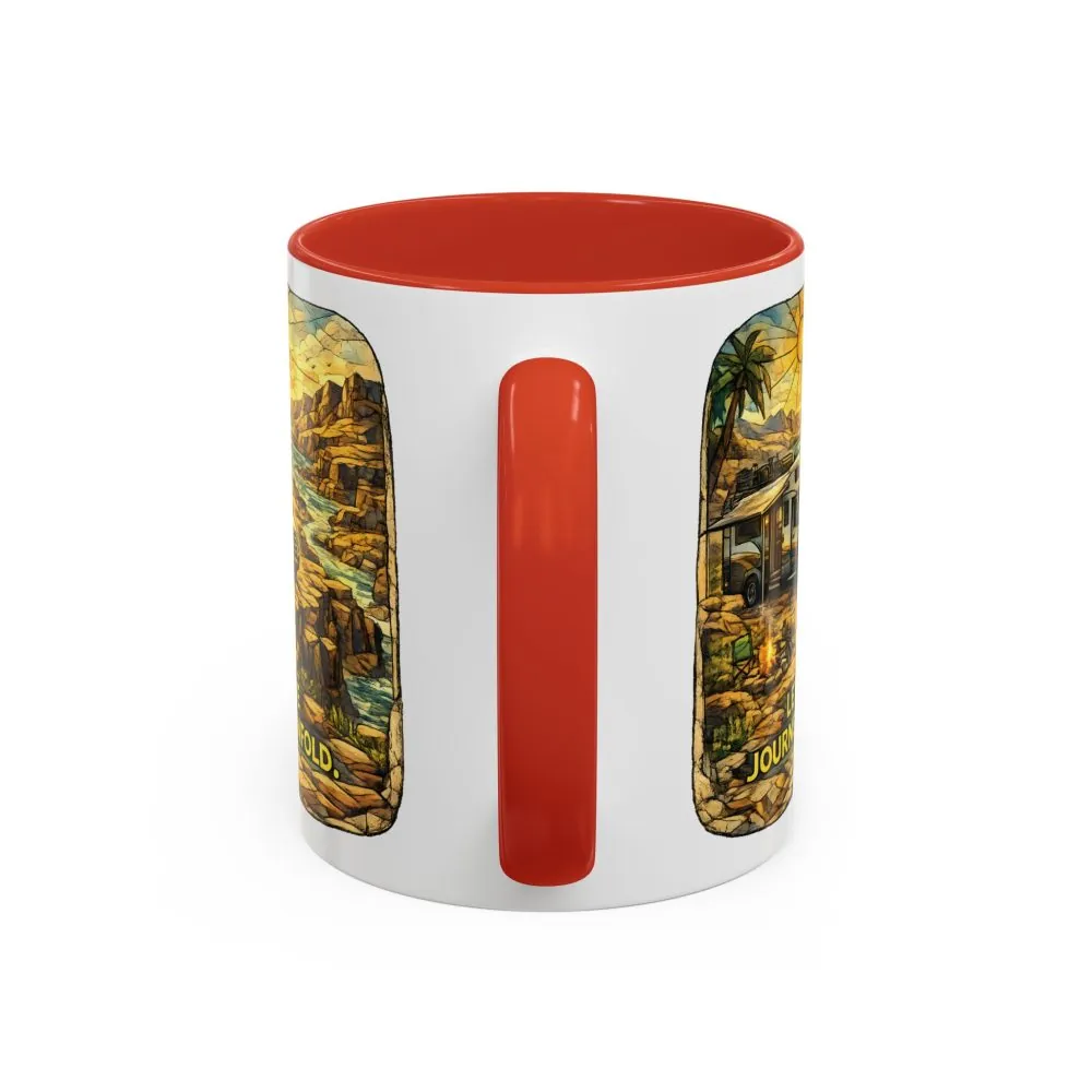 Accent Coffee Mug (11, 15oz) — "Let The Journey Unfold" Design Cubic-Line