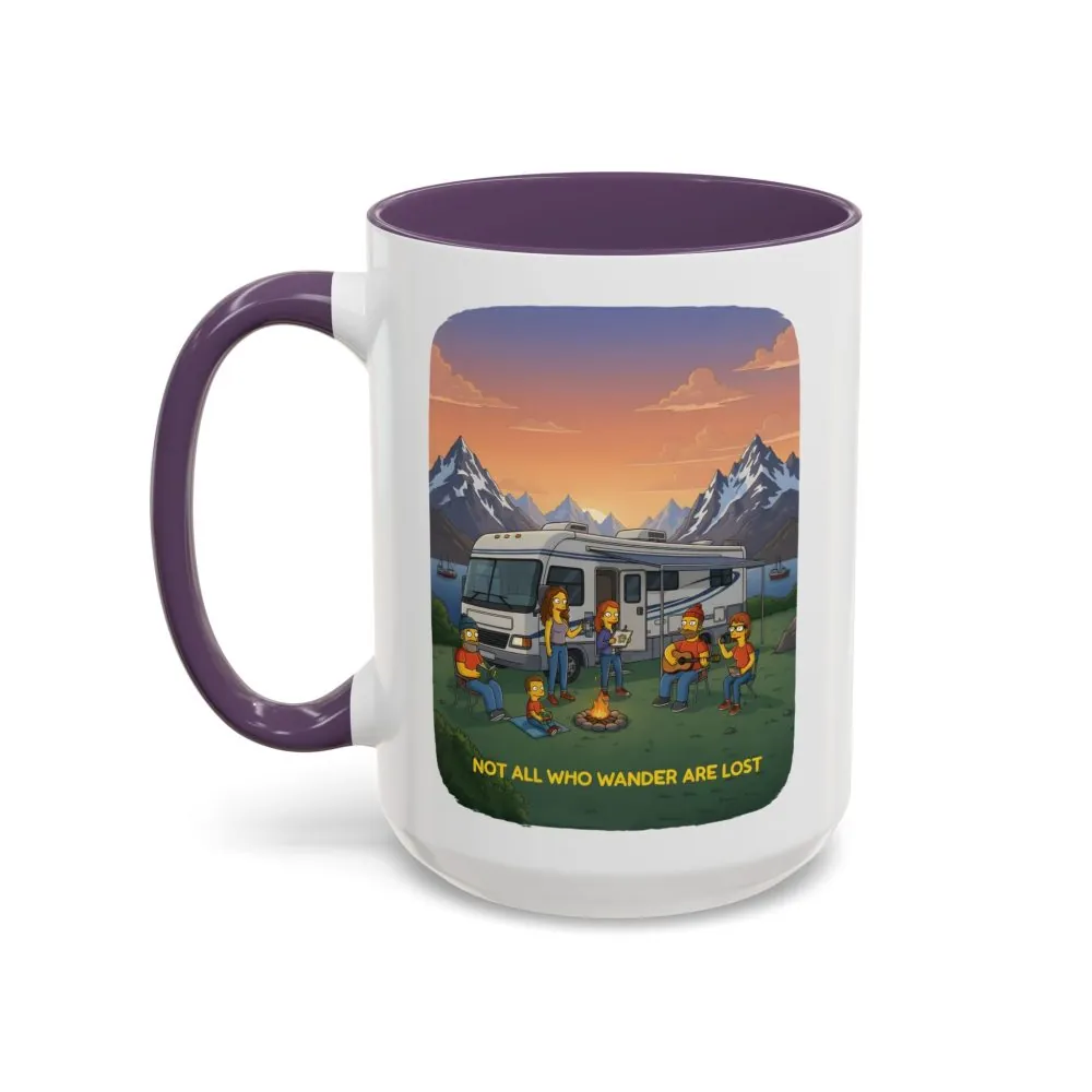 Accent Coffee Mug (11, 15oz) — "Not All Who Wander Are Lost" Design Sitcom-Line