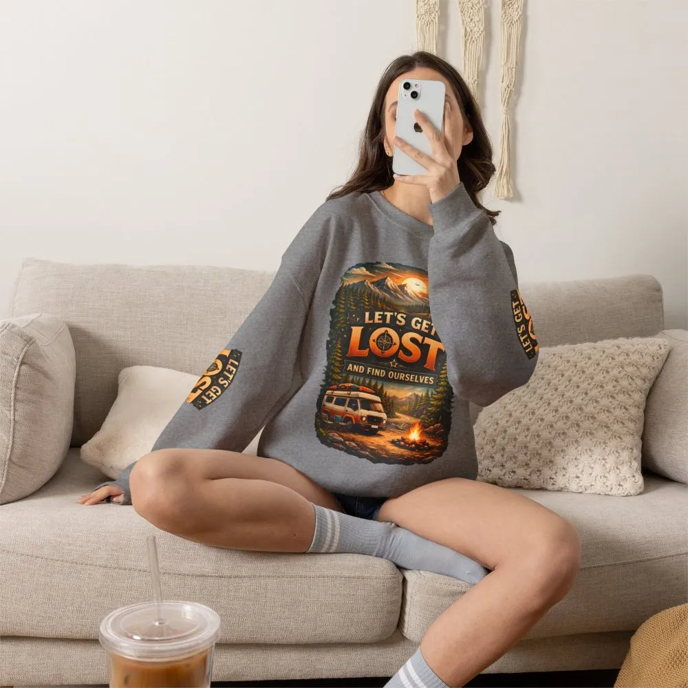 Unisex Heavy Blend™ Crewneck Sweatshirt — "Let´s Get Lost And Found Ourselfs" Design Scenic-Line