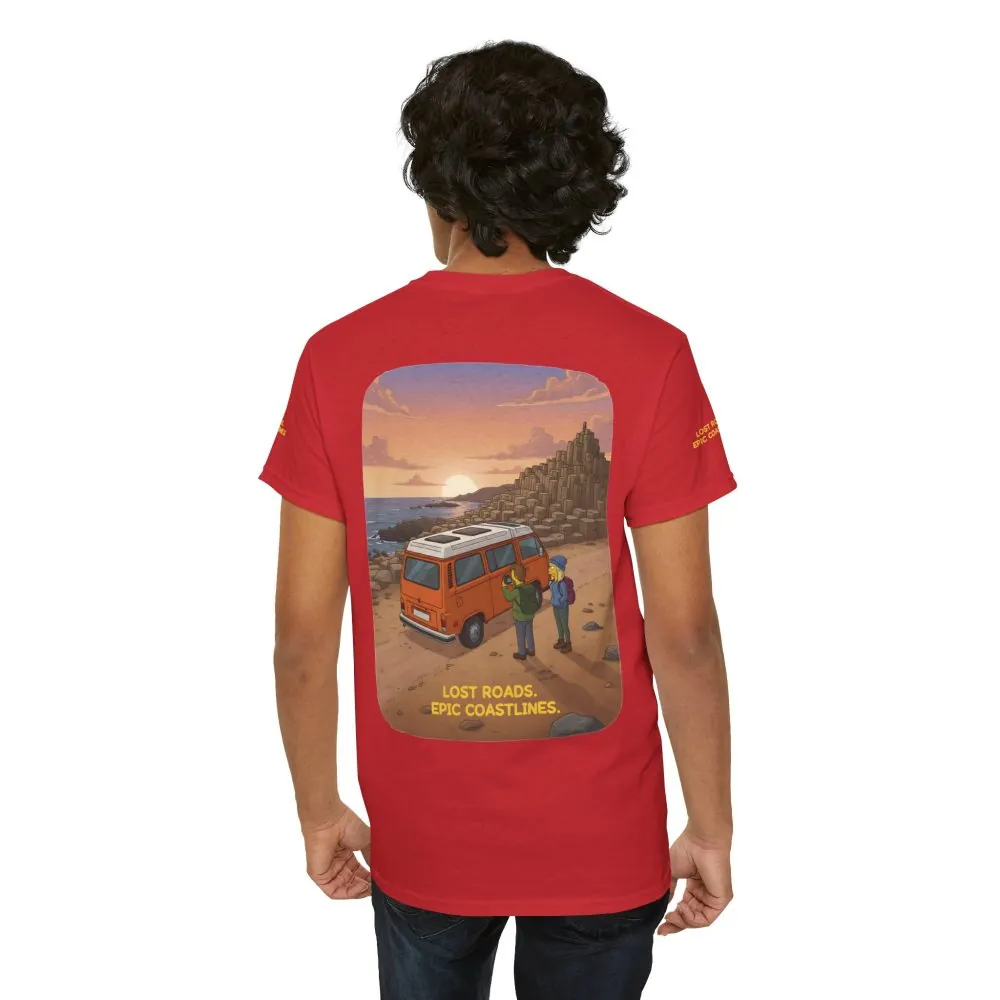 Unisex Heavy Cotton Tee — "Lost Roads Epic Coastlines" Design Sitcom-Line
