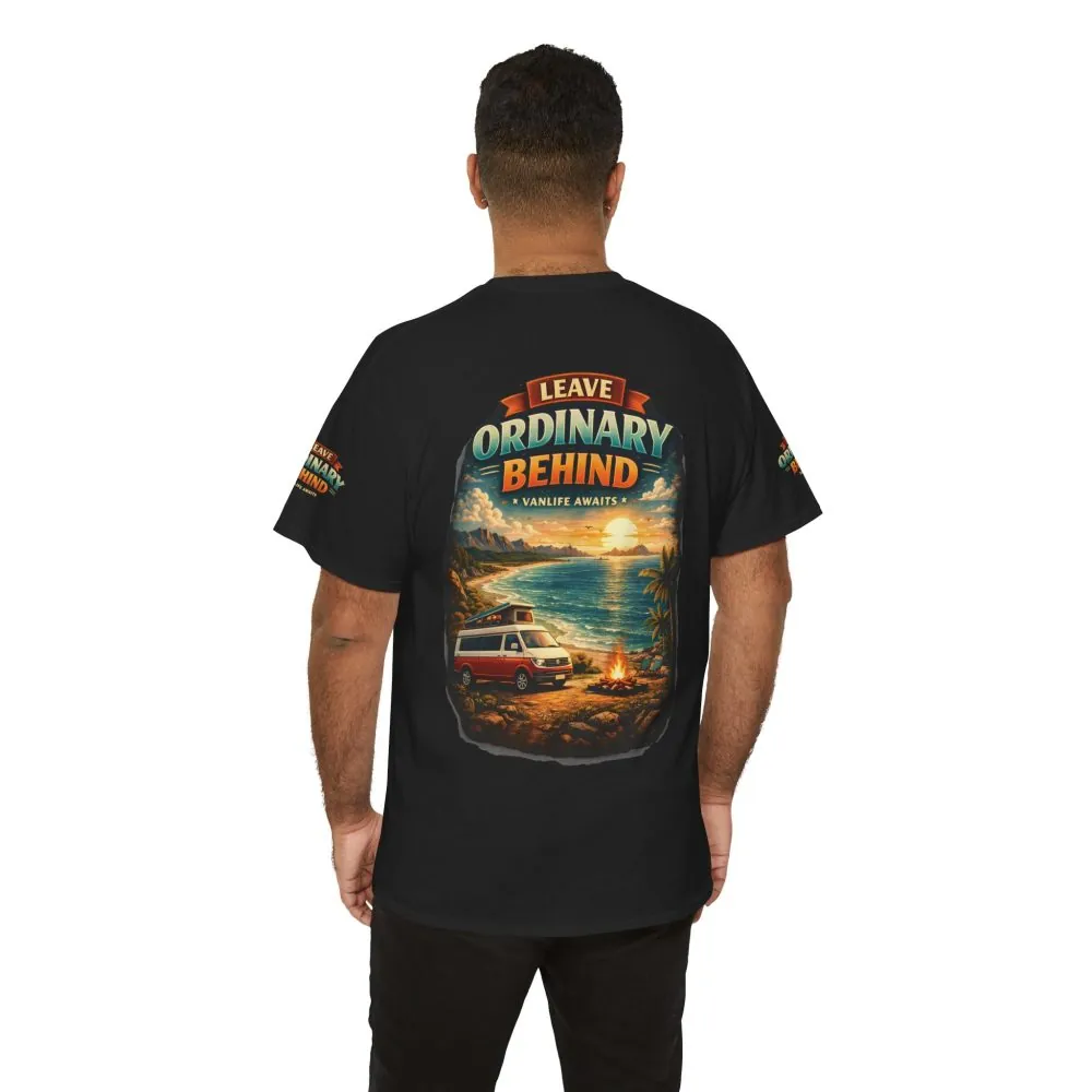 Unisex Heavy Cotton Tee — "Leave Ordinary Behind" Design Scenic-Line