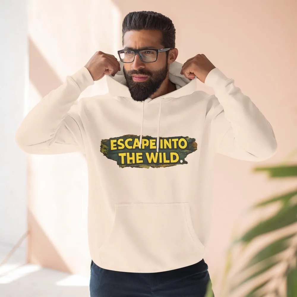 Three-Panel Fleece Hoodie - "Escape Into The Wild" Design Cubic-Line