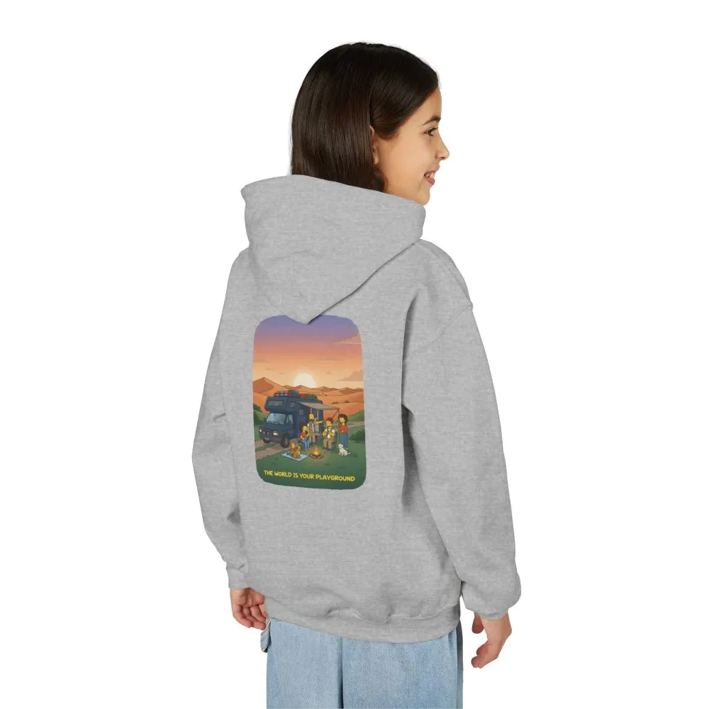6678241684265578803_2048.jpeg Youth Hoodie(Gildan) – "The World Is Your playground" (Design Sitcom-Line)