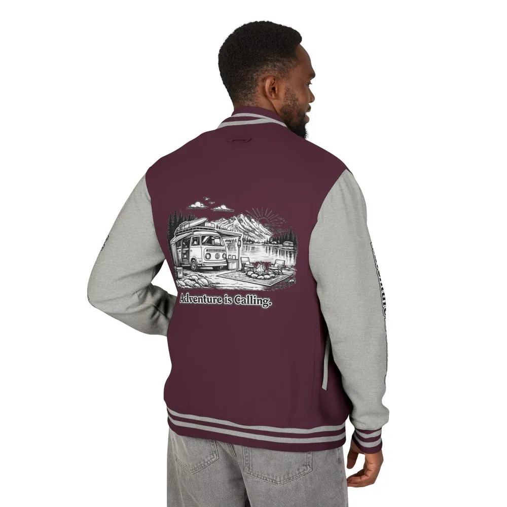 Unisex Heavyweight Letterman Jacket — "Adventure Is Calling" Travel Varsity Coat