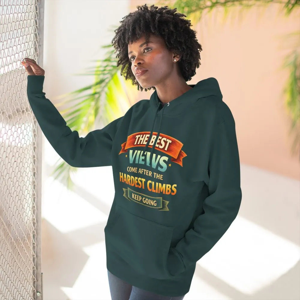 Three-Panel Fleece Hoodie - "The Best Views" Design Scenic-Line