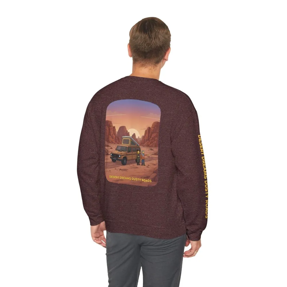 Unisex Heavy Blend™ Crewneck Sweatshirt — "Desert Dreams Dusty Roads" Design Sitcom-Line