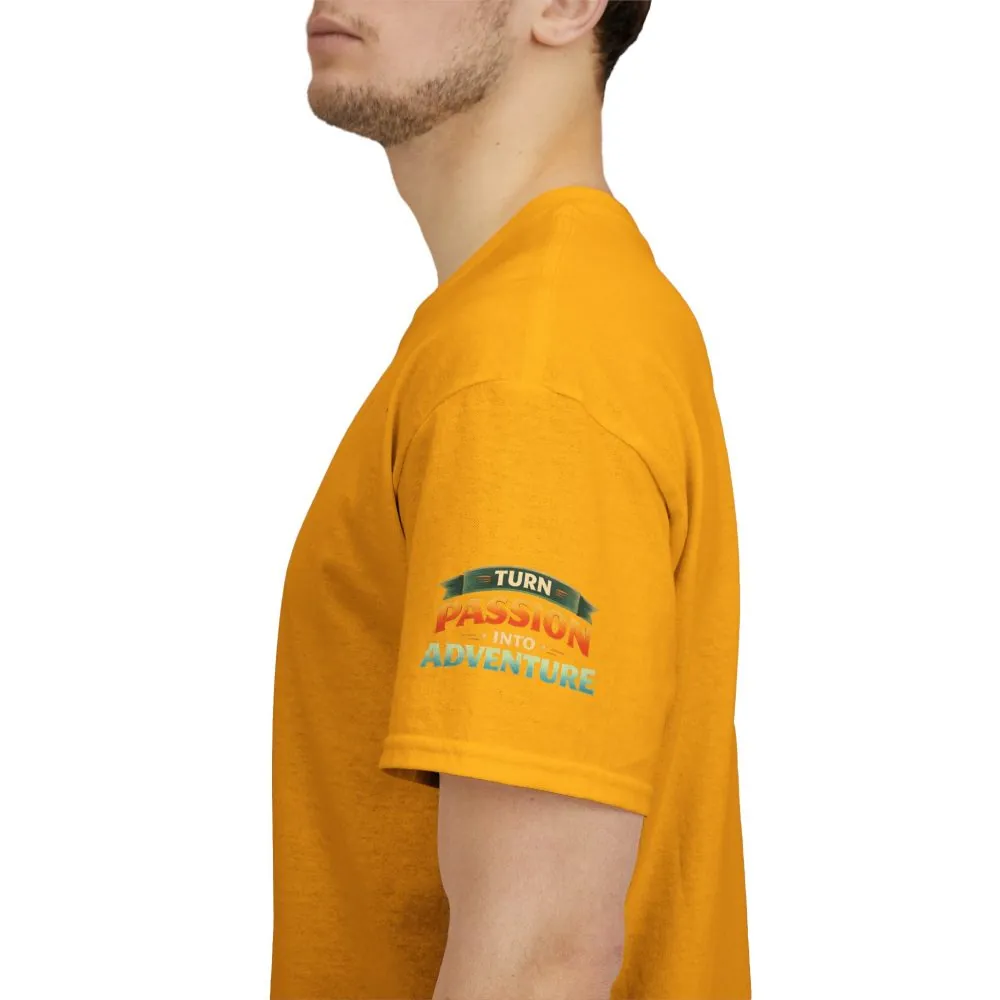 Unisex Heavy Cotton Tee — "Turn Passion Into Adventure" Design Scenic-Line