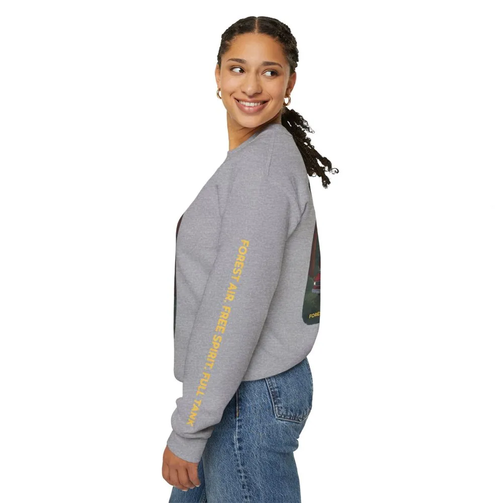 Unisex Heavy Blend™ Crewneck Sweatshirt — "Forest Air Free Spirit Full Tank" Design Sitcom-Line