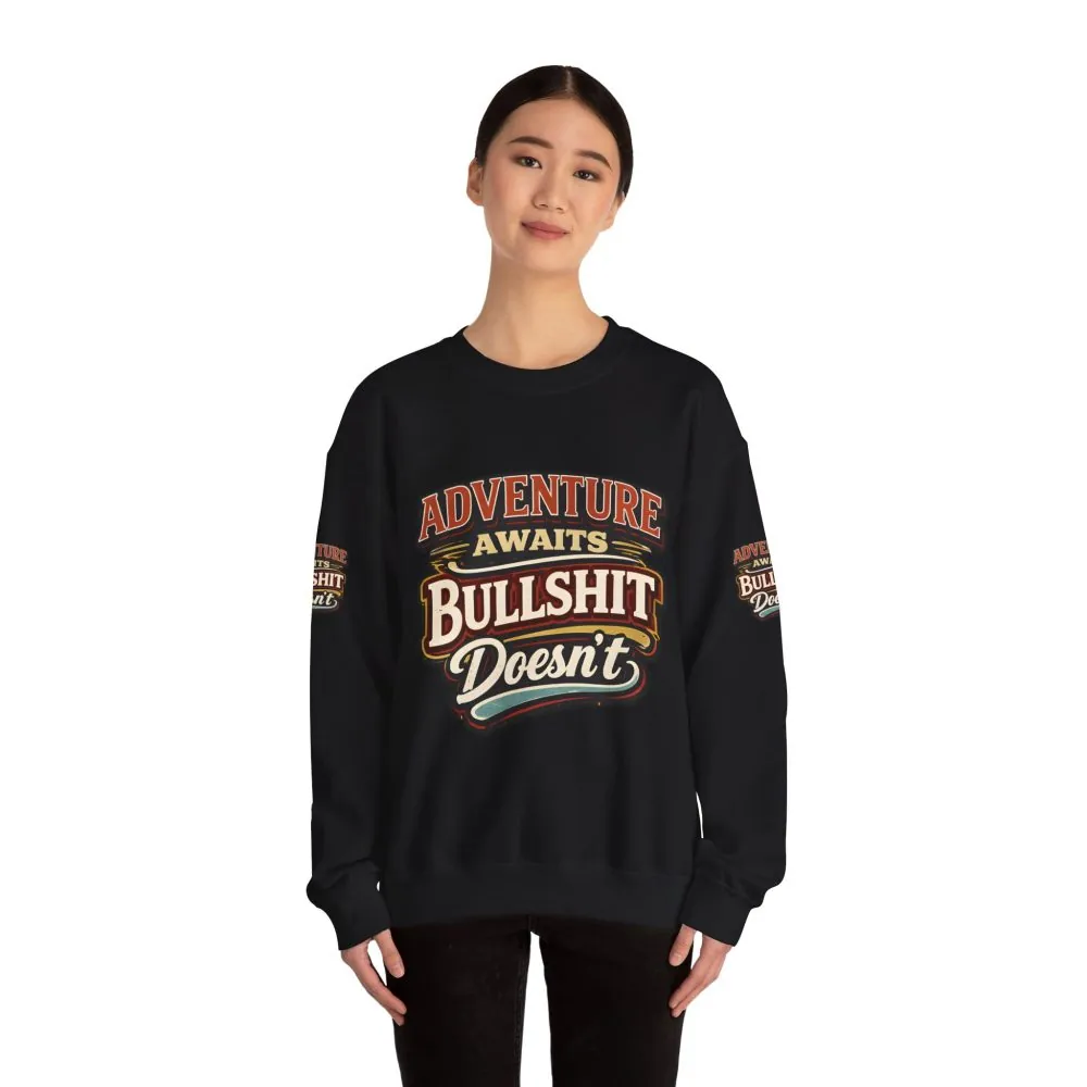 Unisex Heavy Blend™ Crewneck Sweatshirt — "Adventure Awaits" Design F**K-Line