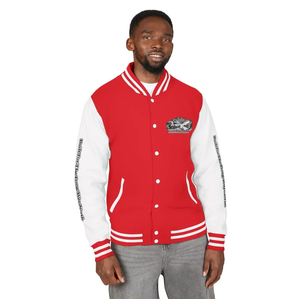 Unisex Heavyweight Letterman Jacket — "Built For The Long Way North" Travel Varsity Coat