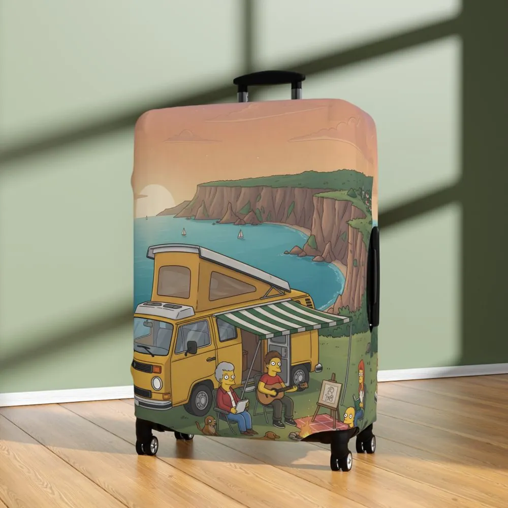 Luggage Cover — Adventure Camper Sketch Travel Suitcase(Design Sitcom-Line)
