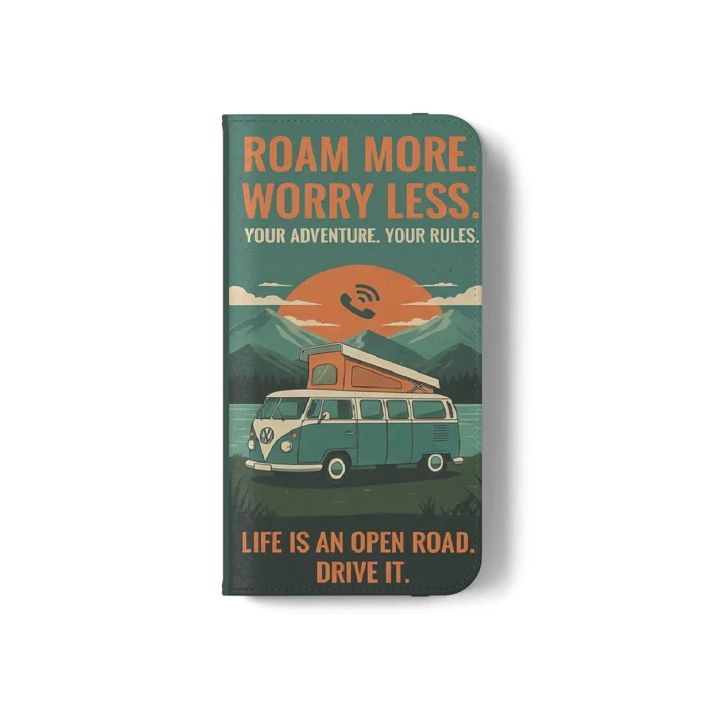 6731226253840285797_2048.jpeg Flip Phone Case — "Roam More Worry Less - Life Is An Open Road" Phone Wallet