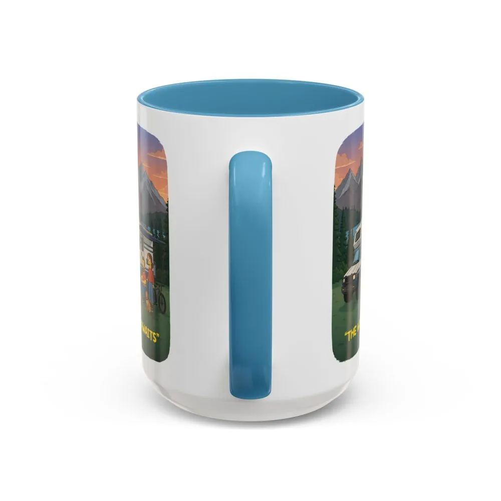 Accent Coffee Mug (11, 15oz) — "The World Awaits" Design Sitcom-Line