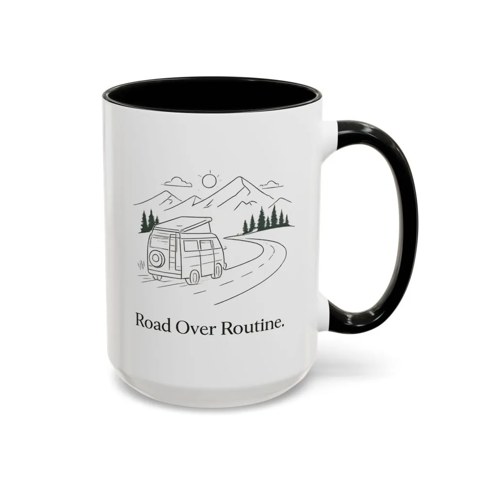 6749241967391901867_2048.jpeg Accent Coffee Mug (11, 15oz) — "Road Over Routine" Design Minimal-Line