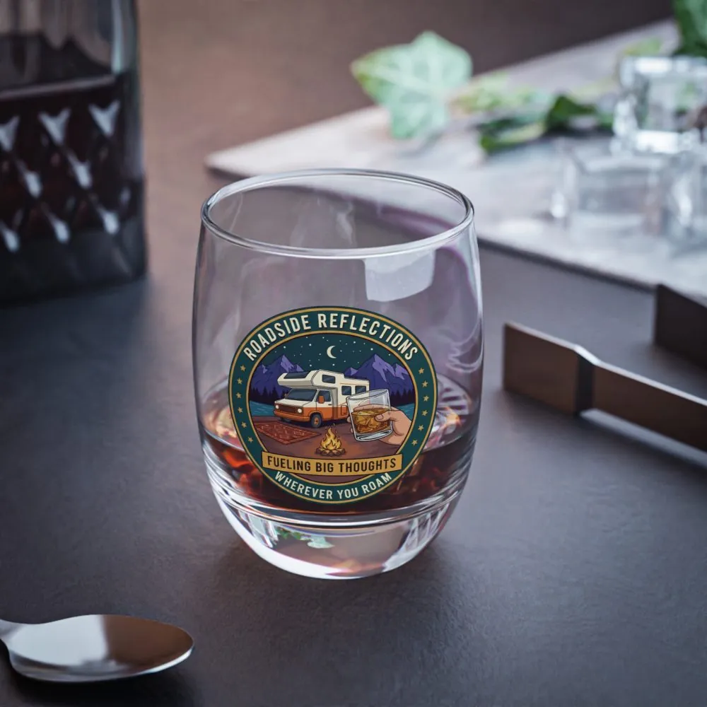 6749570974151484984_2048.jpeg Whiskey Glass — "Roadside Reflections " RV Campfire Travel Emblems