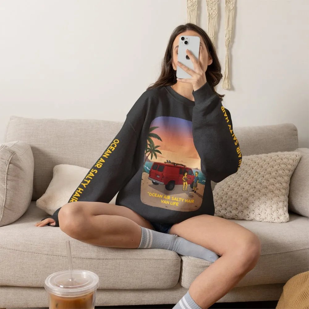 6760143068995506736_2048.jpeg Unisex Heavy Blend™ Crewneck Sweatshirt — "Ocean Air Salty Hair Van Life" Design Sitcom-Line