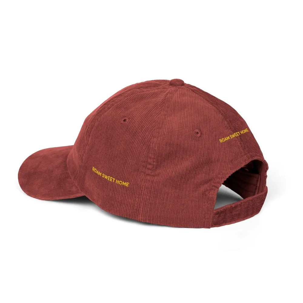 Vintage Corduroy Cap (Embroidery) — "Roam Sweet Home" Embroidered Hat
