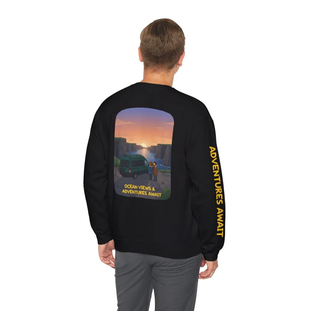 6769312525381455797_2048.jpeg Unisex Heavy Blend™ Crewneck Sweatshirt — "Ocean Views-Adventures Awaits" Design Sitcom-Line