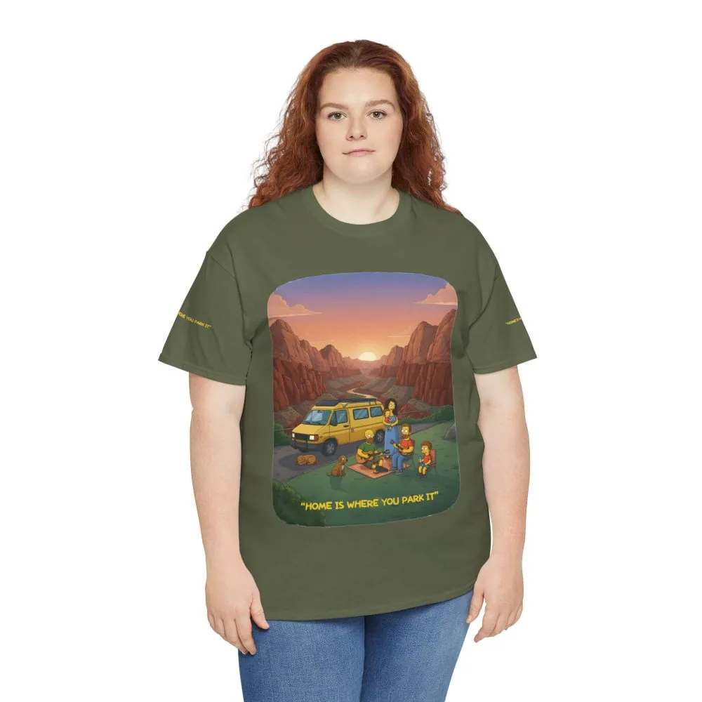 Unisex Heavy Cotton Tee — "Home Is Where You Park It" Design Sitcom-Line