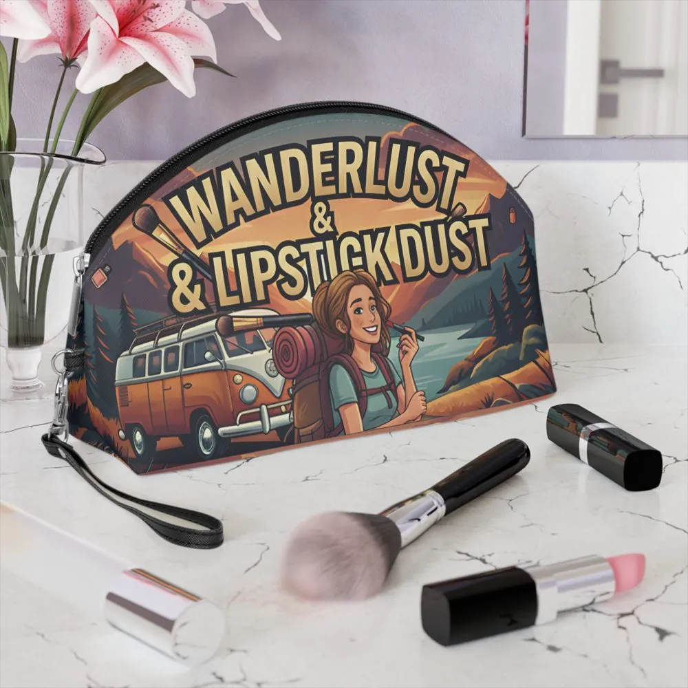 Makeup Bag — "Wanderlust - Lipstick Dust" campervan quoted