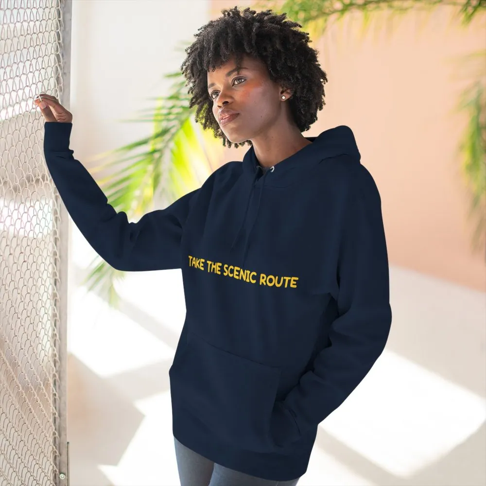 Three-Panel Fleece Hoodie - "Take The Scenic Route" Design Sitcom-Line