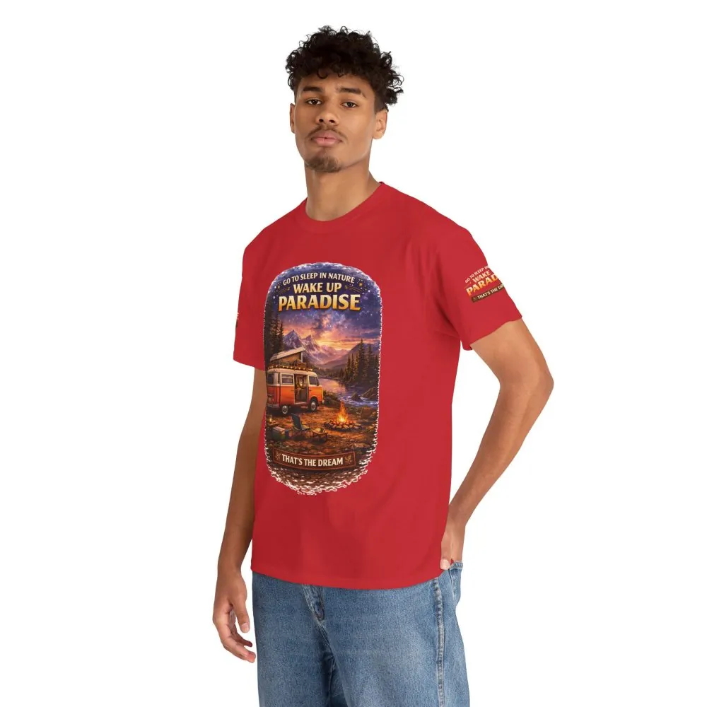 Unisex Heavy Cotton Tee — "Go Sleep In Nature" Design Scenic-Line