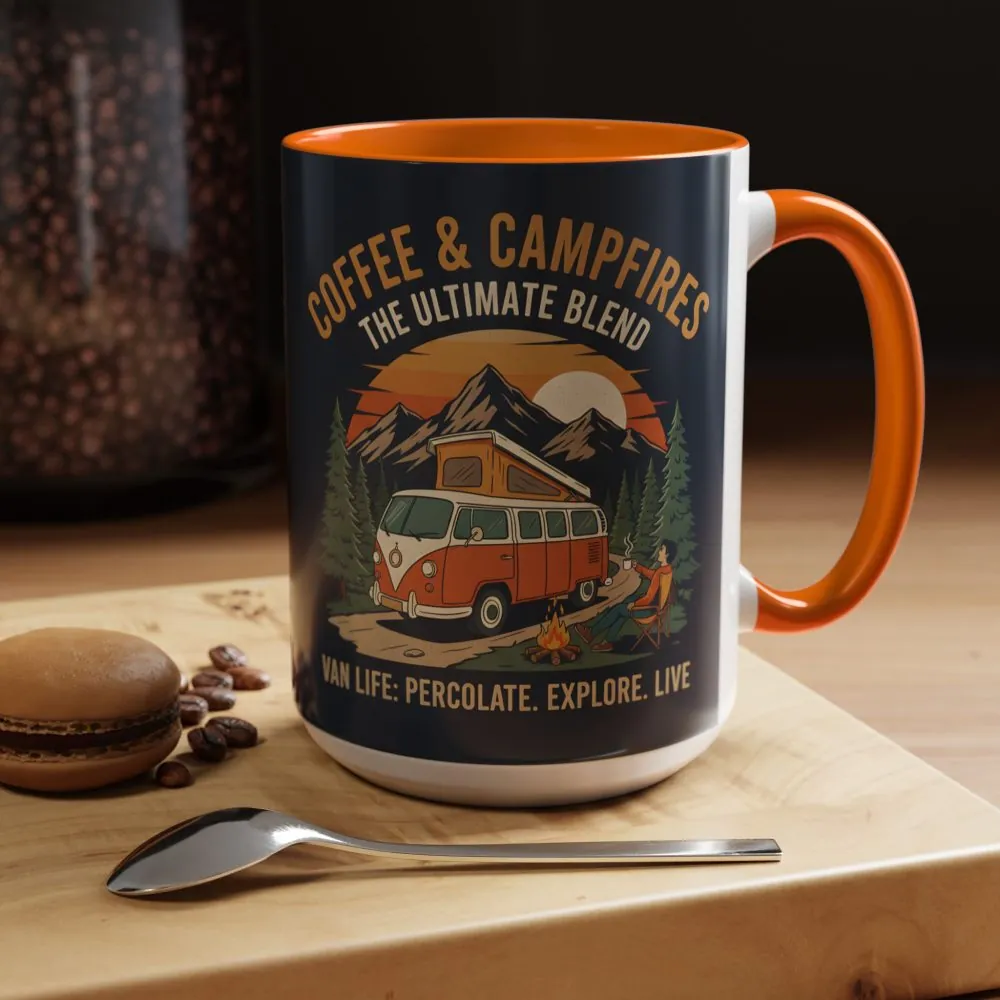 Accent Coffee Mug (11, 15oz) — "Coffee and campfires"