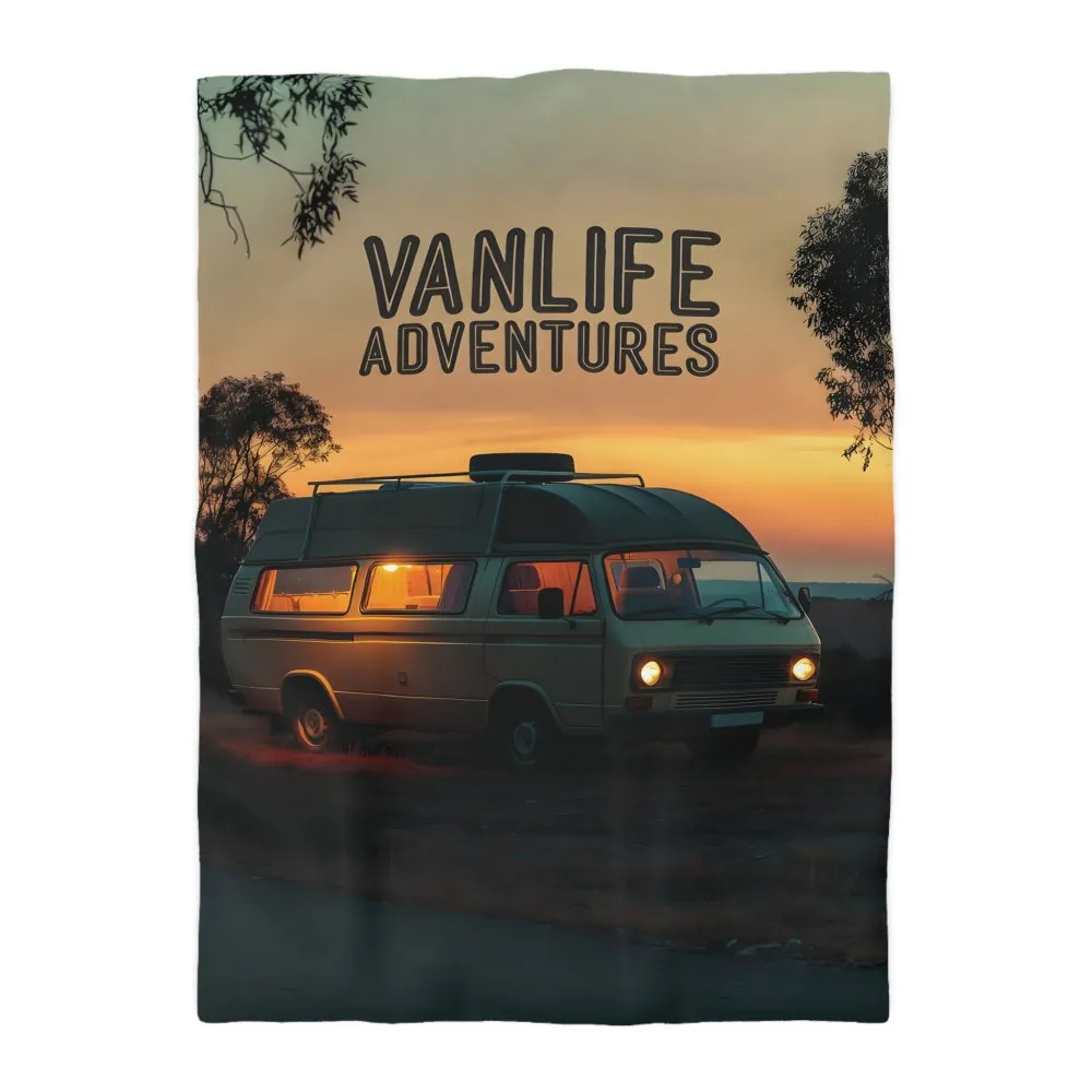 6793445914990327843_2048.jpeg Duvet Cover — 'Vanlife Adventures' Sunset Camper Bedding
