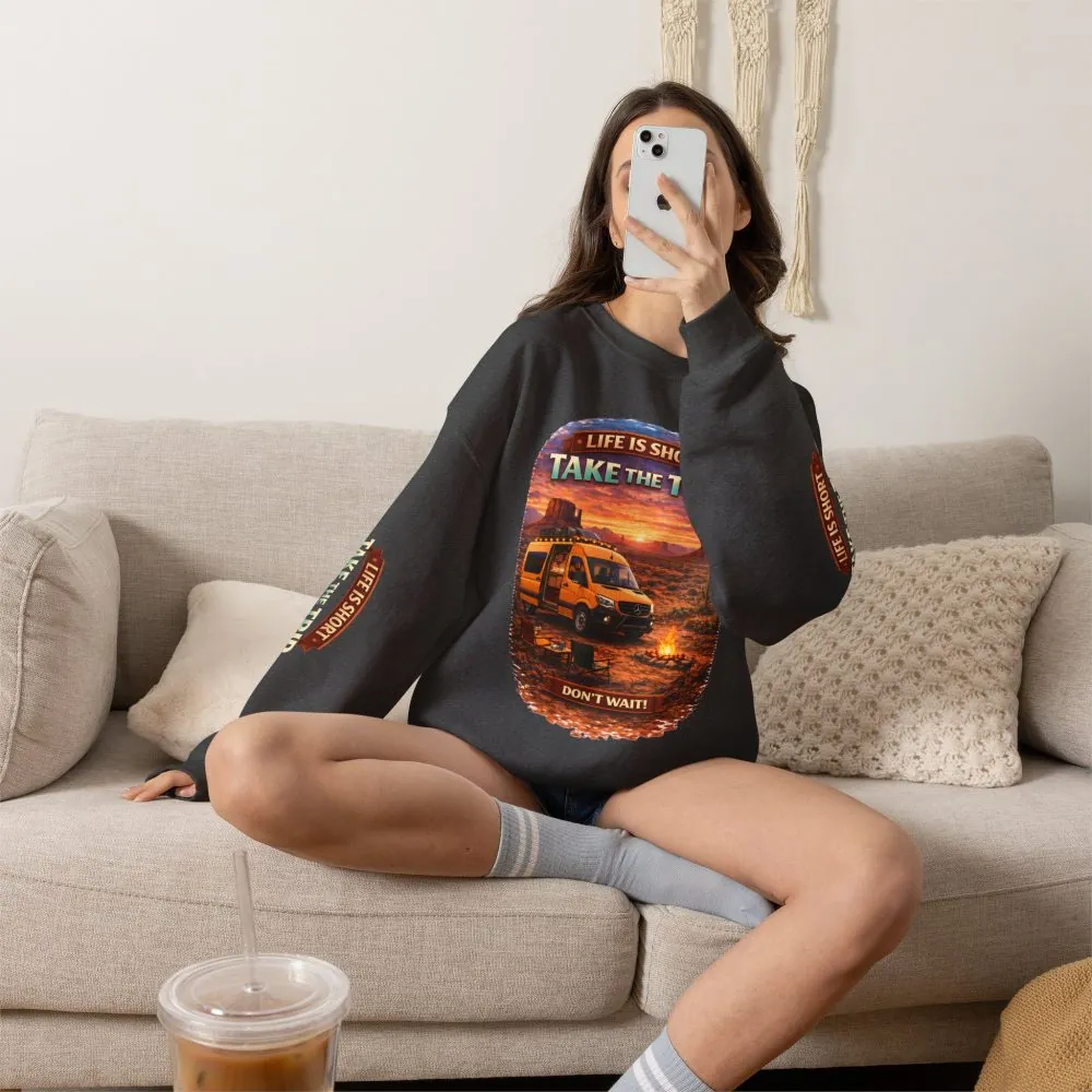Unisex Heavy Blend™ Crewneck Sweatshirt — "Life Is To Short-Take The Trip" Design Scenic-Line