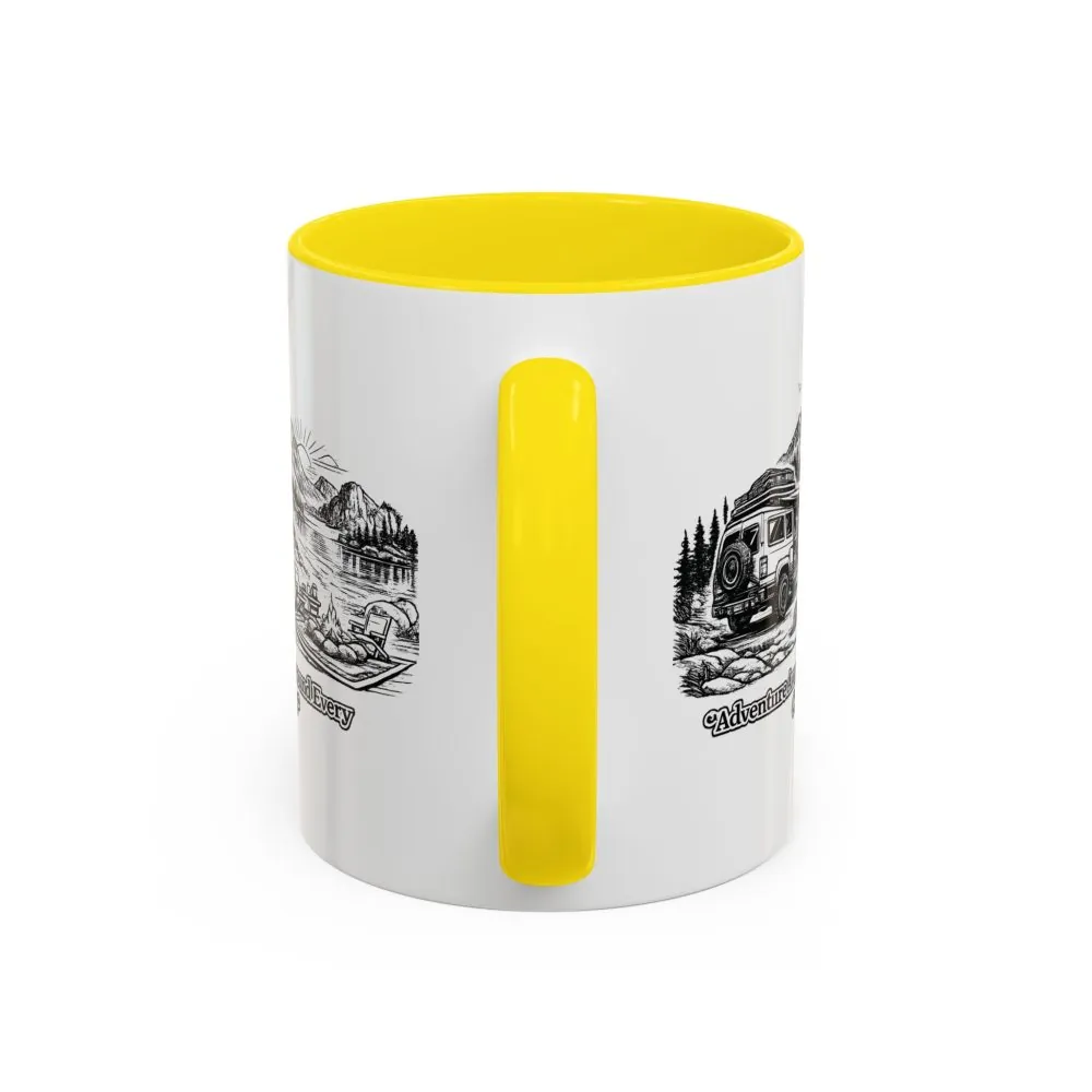 6805263431848773377_2048.jpeg Accent Coffee Mug (11, 15oz) — "Adventure Awaits Around Every Corner" Design Minimal-Line