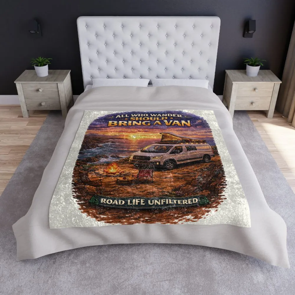 6811453351403894855_2048.jpeg Crushed Velvet Blanket —"All Who wander Should Bring A Van" Design Scenic-Line (Campervan)