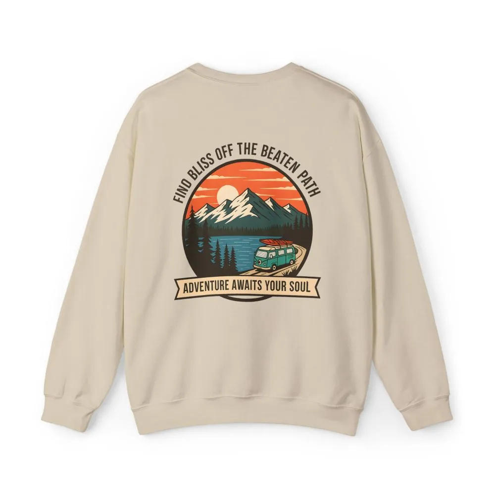 Crewneck Sweatshirt — "Adventure Awaits Your Soul" Mountain Van Design