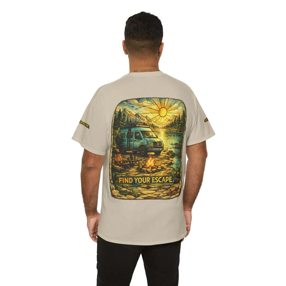 Unisex Heavy Cotton Tee — "Find Your Escape" Design Cubic-Line