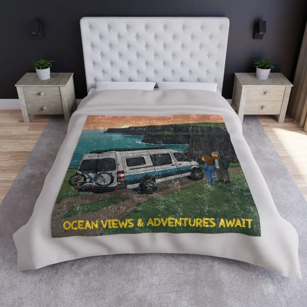 6827943522452550795_2048.jpeg Crushed Velvet Blanket —"Ocean Views-Adventures Awaits" Design Sitcom-Line (Campervan)