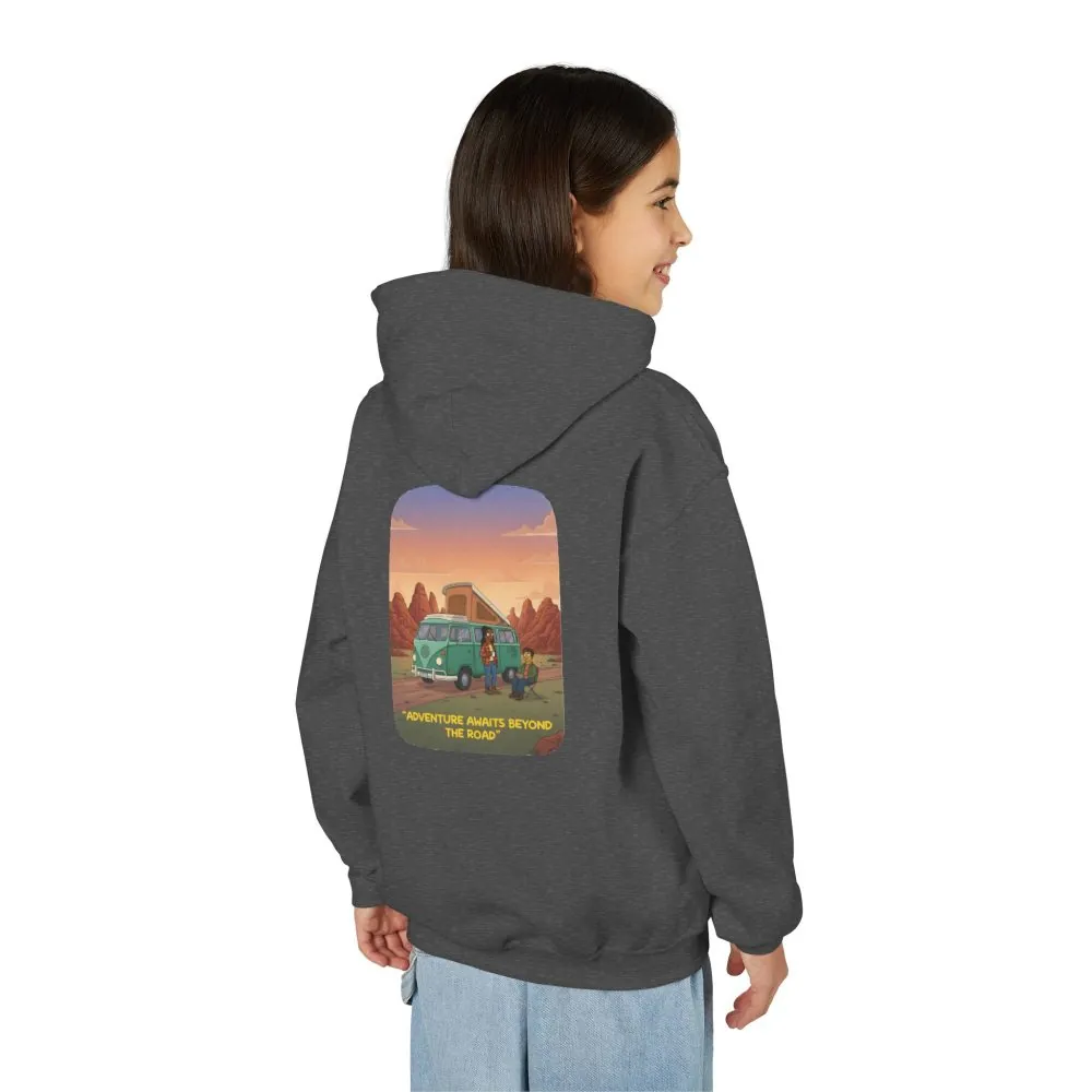 Youth Hoodie(Gildan) – "Adventure Awaits Beyond The Road" (Design Sitcom-Line)