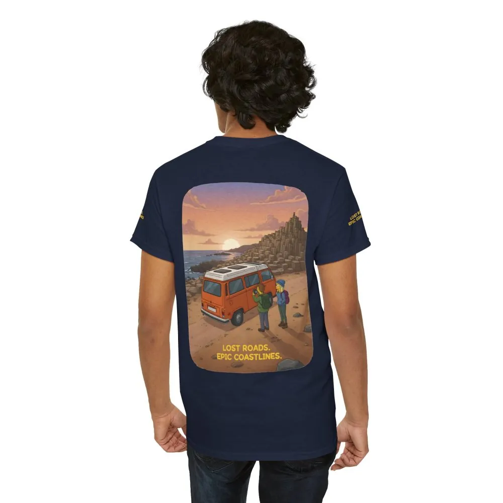 Unisex Heavy Cotton Tee — "Lost Roads Epic Coastlines" Design Sitcom-Line