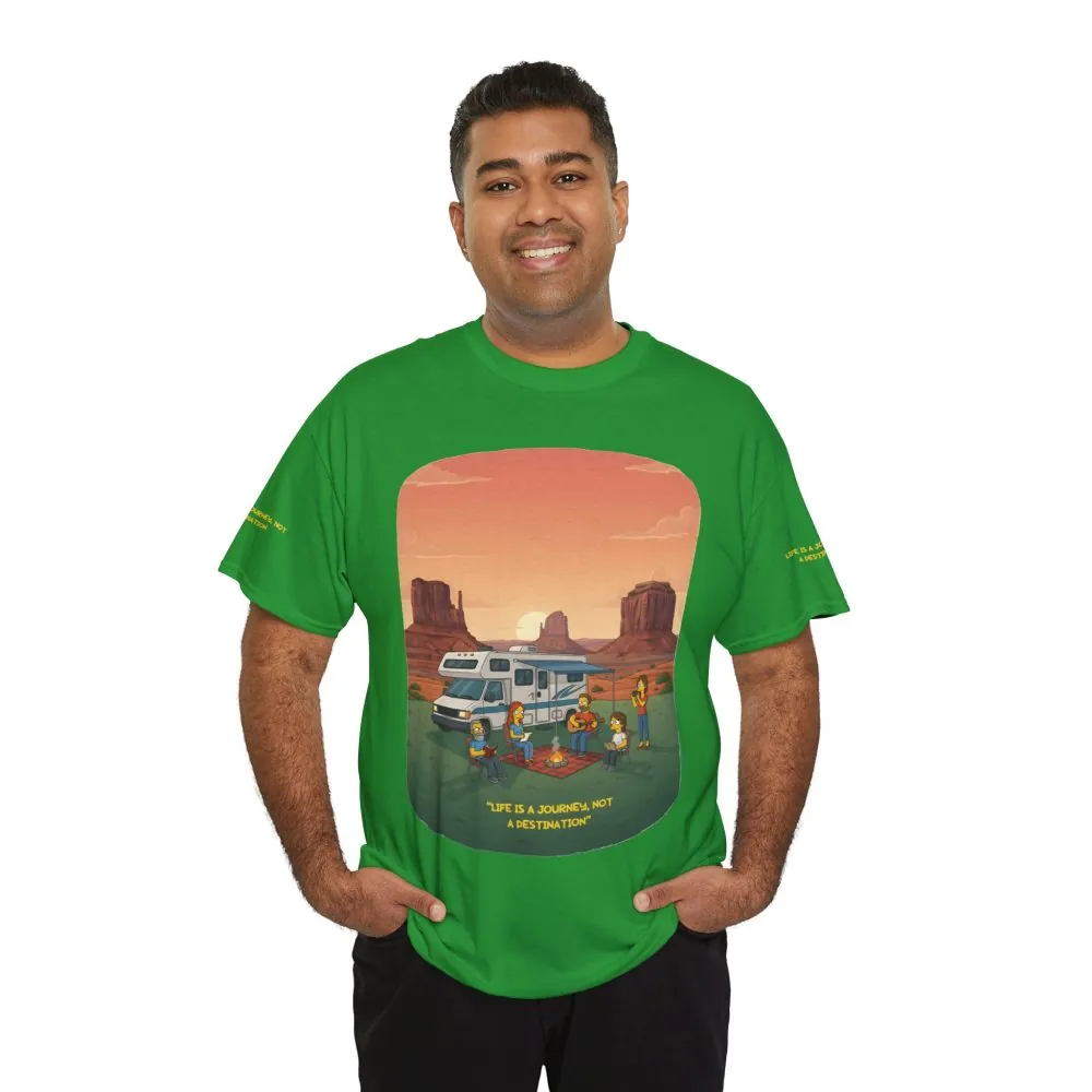 Unisex Heavy Cotton Tee — "Life Is A Journey-Not A Destination" Design Sitcom-Line