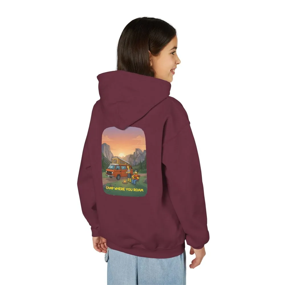 Youth Hoodie(Gildan) – "Camp Where You Roam" (Design Sitcom-Line)